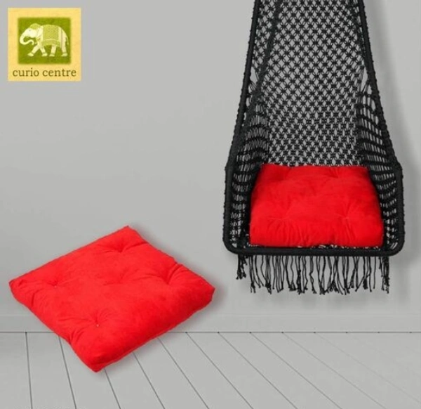 CURIO CENTER Make in India Leisure Half Moon Shape Nylon Swing with Cushion/Hammock Swing Chair-Iron Frame, Swing for Indoor/Outdoor/Nylon Rope Swing/Free Hanging Accessories(36 x 27 x 53 In, Black) - Free Size, Black,  Nylon  Rope With Iron  Rode,  Pack of1, Half Moon Shape